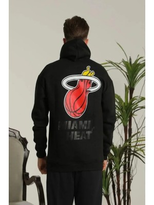 Pusula Sepeti Erkek Oversize Üç Iplik Kapüşonlu Sweatshirt –sırt ve Ön Baskılı, Kanguru Cepli, Rahat Kalıp Maskot Desenli Model - Siyah