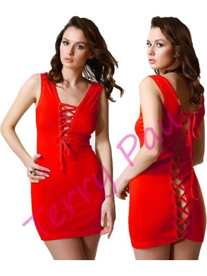Epilons Terry Pau TP101192 Arkası Açık Fantezi Mini Elbise