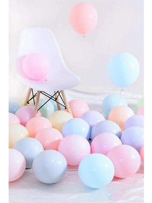 Feyza Design Turkuaz Renkli Makaron Pastel Karışık Renk 50'li Balon ve Zincir Aparatı Hediye