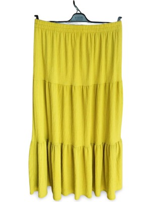 Beli Lastikli Bürümcek Kumaş Etek Anne Eteği Uzun Namaz Eteği Yeşil 44-52 Beden