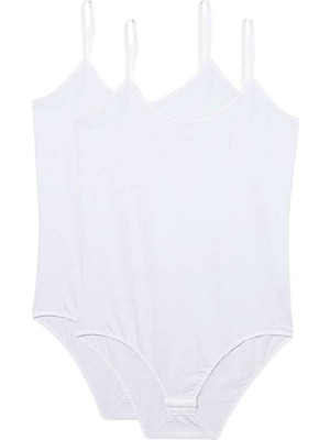 2 Adet Ip Askılı Kadın Çıtçıtlı Body Beyaz