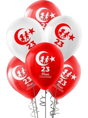 Feyza Design 23 Nisan Temalı Çok Renkli Baskılı Balon Seti
