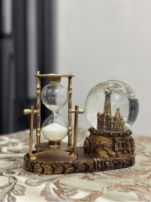 Feyza Design Eiffel Temalı Işıklı Kum Saati - Retro Cam Tasarım