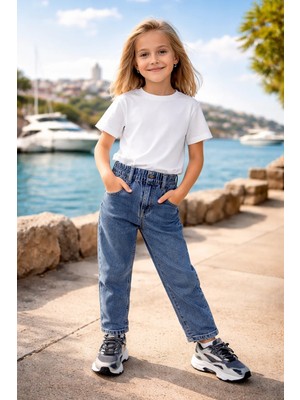 Almira Anne Bebek Kız Çocuk Beli Lastikli Kot Pantolon - Rahat ve Şık Giyim