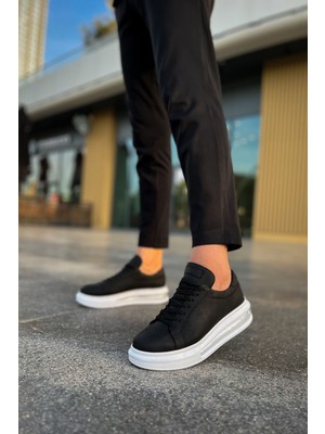 Roof Atelier Erkek Siyah Beyaz Kalın Taban Bağcıklı Spor Ayakkabı - 271 - Cbt Ariaso