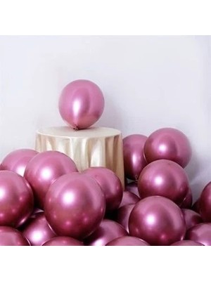 Feyza Design Pembe Krom Balon 50'li Paket - Helyum Uyumlu Parlak Parti Süsleme