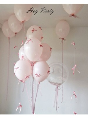 Feyza Design Pembe Balon Seti 10'lu Fiyonk Kurdeleli, Doğum Günü Partisi