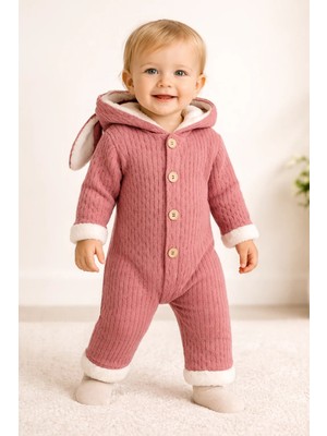 Almira Anne Bebek Bebek Kız Tulum Yumuşak Polar Kumaş ve Düğmeli Kapama