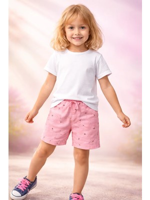 Almira Anne Bebek Yazlık Kız Çocuk Şort ve Kapri Modelleri Desenli Yaz Şortları