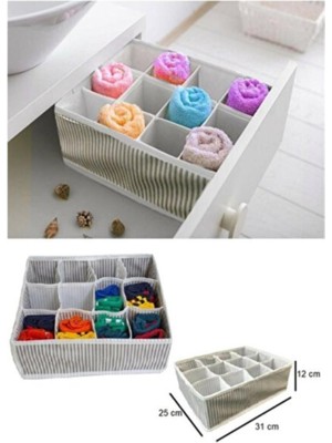 Abnturk 12 Bölmeli Çekmece Içi Düzenleyici Organizer - Çizgili Tasarım 25X31X12 cm