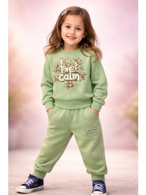Almira Anne Bebek Çocuklar Için Yeşil Takım 2 Parça Rahat Günlük Giyim
