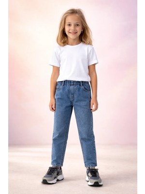 Almira Anne Bebek Kız Çocuk Kot Pantolon Beli Lastikli Rahat ve Dayanıklı