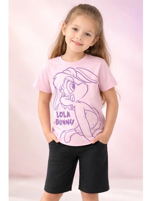 Almira Anne Bebek Kız Çocuk Pembe Tişört Yazlık Günlük Kullanım Renkli Tasarım