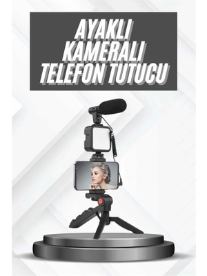 GIGA Telefon Tutucu Mikrofonlu Işıklı Youtuber Video Kayıt
