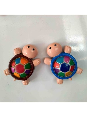 Ikili Kaplumbağa Magnet Buzdolabı Mıknatısı Dolap Süsü Dekoratif Aksesuar