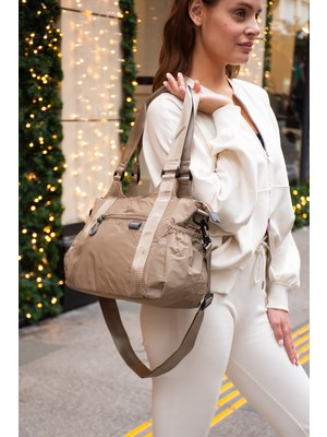 Sanmorris6018 Kadın Suya Dayanıklı Paraşüt Kumaş El Omuz Çantası Kol Çantası Çapraz Çantası