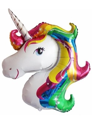 Feyza Design Beyaz Unicorn Folyo Balon 117 cm Uyumlu Veya Normal Şişim