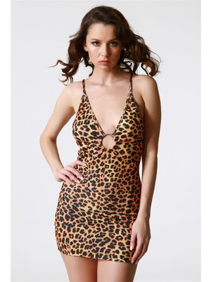 Epilons Terry Pau TP100782 Leopar Baskılı Fantezi Elbise