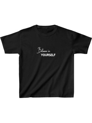 Unisex Çocuk Baskılı T-Shirt - Siyah