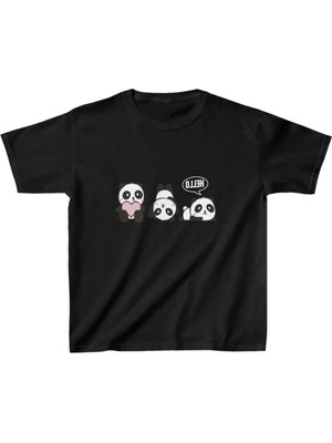 Tarz Yeri Unisex Çocuk Baskılı T-Shirt - Siyah