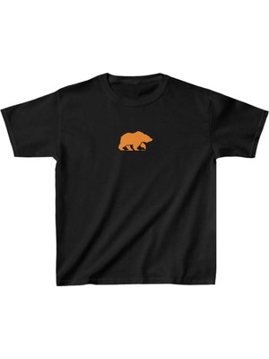 Tarz Yeri Unisex Çocuk Baskılı T-Shirt - Siyah