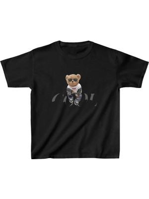 Tarz Yeri Unisex Çocuk Baskılı T-Shirt - Siyah