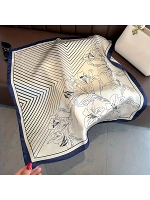 Bermody Kadın Bandana Fular 50X50 Kare Eşarp Rayon Italyan Dikişli Boyun Fuları Saç Bandana