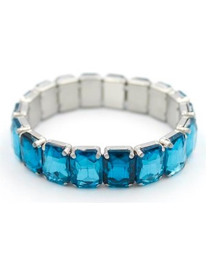 Marsilyan Lastikli Taşlı Bilezik - Mavi