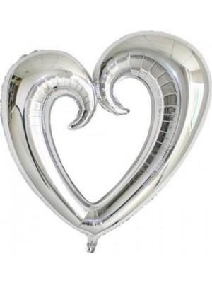 Feyza Design Fırsat Ayı Gümüş Gri Kalpli Balon - Içi Boş ve Uçan Folyo Balon