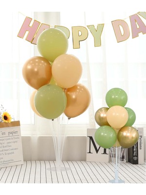 Feyza Design 7'li Balon Standı ve 14'lü Metalik Balon Seti - Renkli