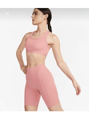Nike Dri-Fit Universa Medium-Support High-Waisted 8" Biker Pembe Kadın Tayt Şort DQ5994-618