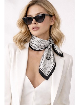 Bermody Kadın Bandana Fular 50X50 Kare Eşarp Rayon Italyan Dikişli Boyun Fuları Saç Bandana