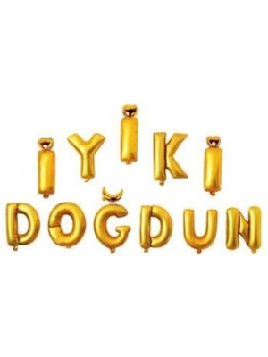 Feyza Design Iyi Ki Doğdun Yazılı 16 Inç Altın Folyo Balon Seti
