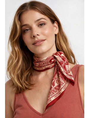 Bermody Kadın Bandana Fular 50X50 Kare Eşarp Rayon Italyan Dikişli Boyun Fuları Saç Bandana