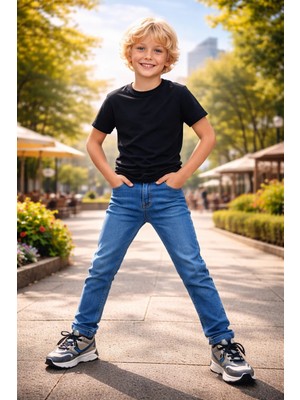 Almira Anne Bebek Erkek Çocuk Kot Pantolon 8-11 Yaş Dar Paça Mavi Beden 8-11