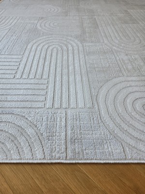 Badelya Home London 004 Krem Gri Bambu Akrilik Yumuşak Modern Özel Kesim Salon Koridor Halısı