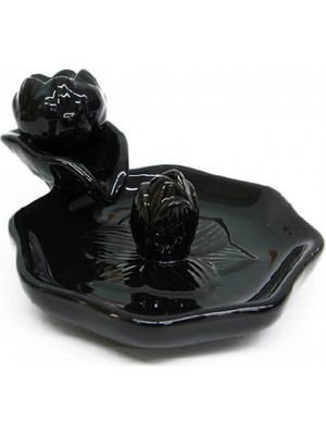 Marsilyan Seramik Lotus Siyah Geri Akışlı Tütsülük