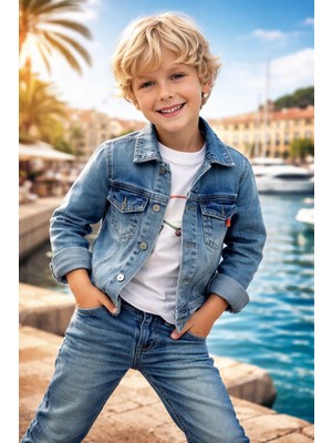 Almira Anne Bebek Erkek Çocuk Kot Ceket 6-7 Yaş, Kışlık ve Dayanıklı, Düğmeli Yaka