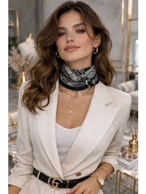 Bermody Kadın Bandana Fular 50X50 Kare Eşarp Rayon Italyan Dikişli Boyun Fuları Saç Bandana