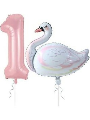 Feyza Design Pembe Rakam Folyo Balon Set - Yaş 1, Düz Balon Özelliği