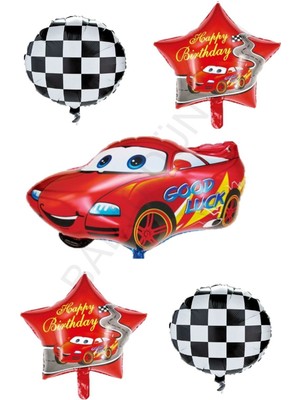 Feyza Design Yarış Temalı Arabalı Kırmızı Folyo Balon Seti
