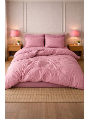 More Home  Çift Kişilik Yorgan Kılıfı + Yastık Kılıfı (Çarşafsız) Gül Kurusu