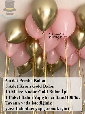 Feyza Design Bride To Be 5 Pembe 5 Krom Gold Balon Seti – Doğum Günü ve Parti Süsleme