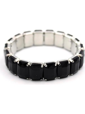 Marsilyan Lastikli Taşlı Bilezik - Siyah