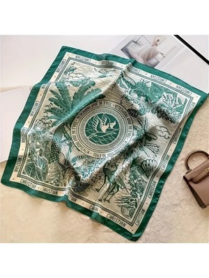Bermody Kadın Bandana Fular 50X50 Kare Eşarp Rayon Italyan Dikişli Boyun Fuları Saç Bandana
