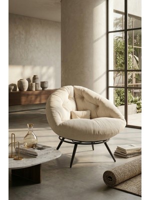 AVYNA Lunara™ Premium Tekli Koltuk Berjer | Konforlu Tv Koltuğu ve Dinlenme Koltuğu - Krem