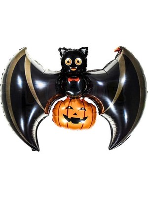 Feyza Design Yarasa Temalı Siyah Folyo Balon 62X103 cm Halloween Dekoru