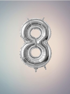 Feyza Design Sayı Balonları Gümüş 8 Rakam Balonu – 0'dan 9'a Tüm Rakamlar