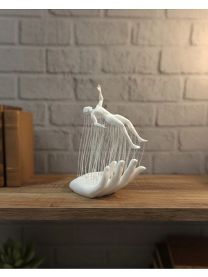 Marsilyan 3D El Formlu Insan Figürü Beyaz Modern Ev ve Ofis Dekoru