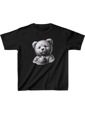 Unisex Çocuk Baskılı T-Shirt - Siyah